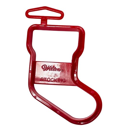 Vintage 1993 Wilton Red Christmas Stocking Cookie Cutter - Picture 1 of 5